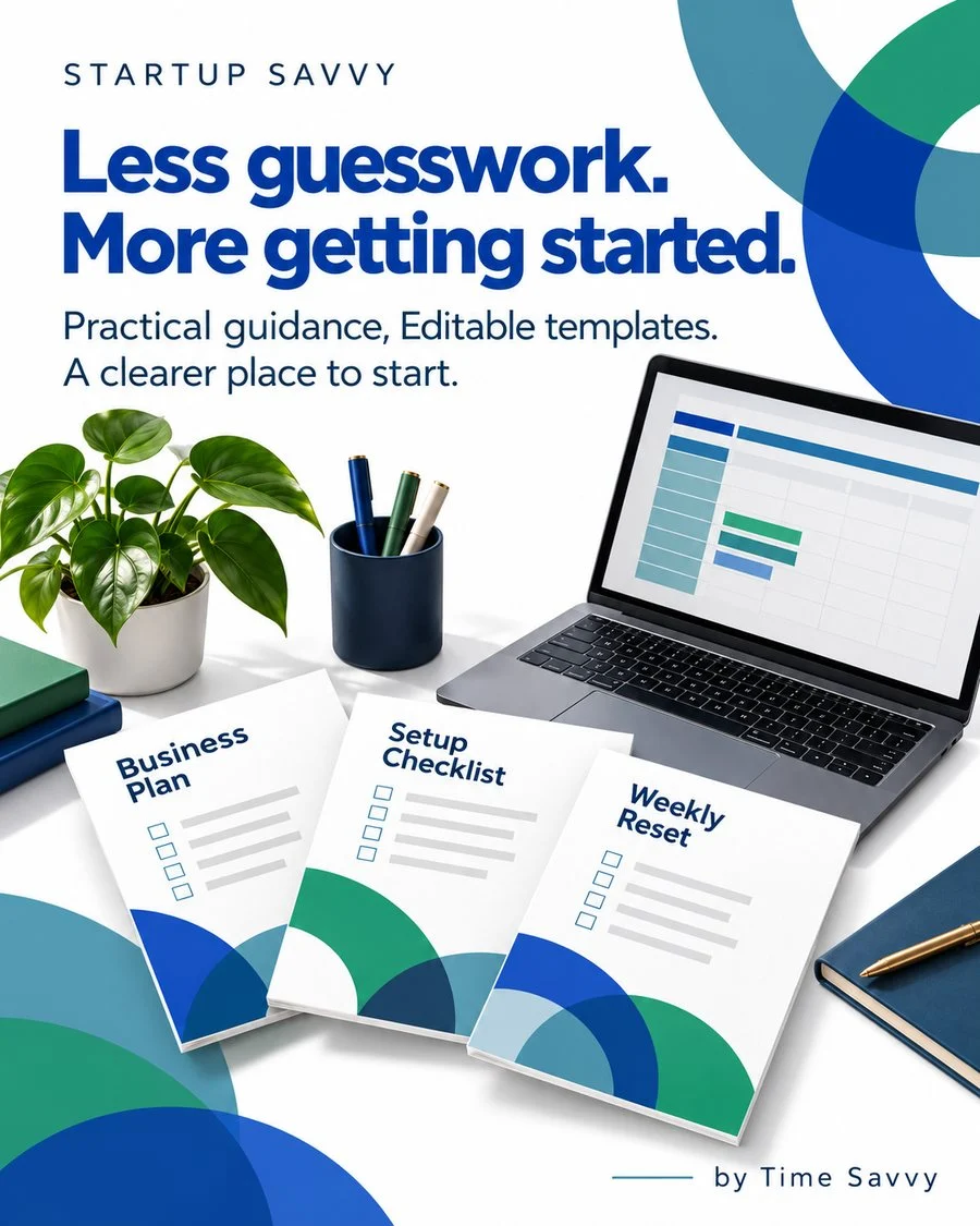 Startup Savvy pack cover: Less guesswork. More getting started.